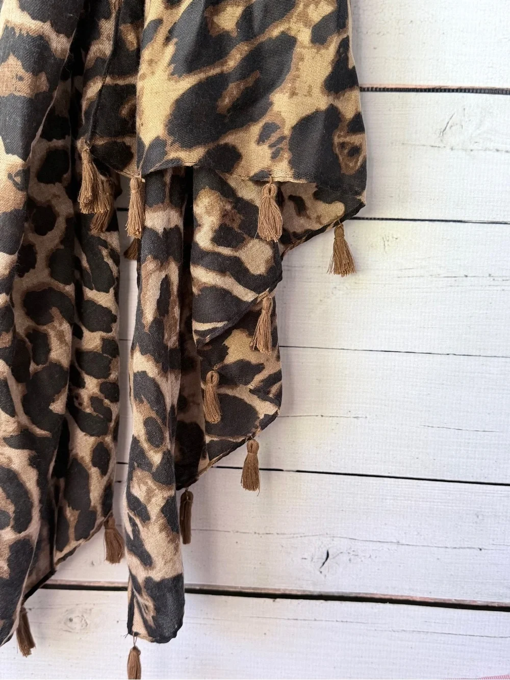 Leopard Print Tassel Scarf